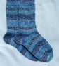 Hand-cranked Knitted Ribbed Wool Socks Size 4 to 5 - Image 2