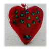 Love Heart Red Fused Glass Suncatcher 009 9cm Dichroic 