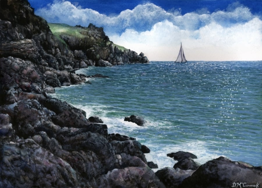 Housel Cove toward Pen Olver - ORIGINAL PAINTING