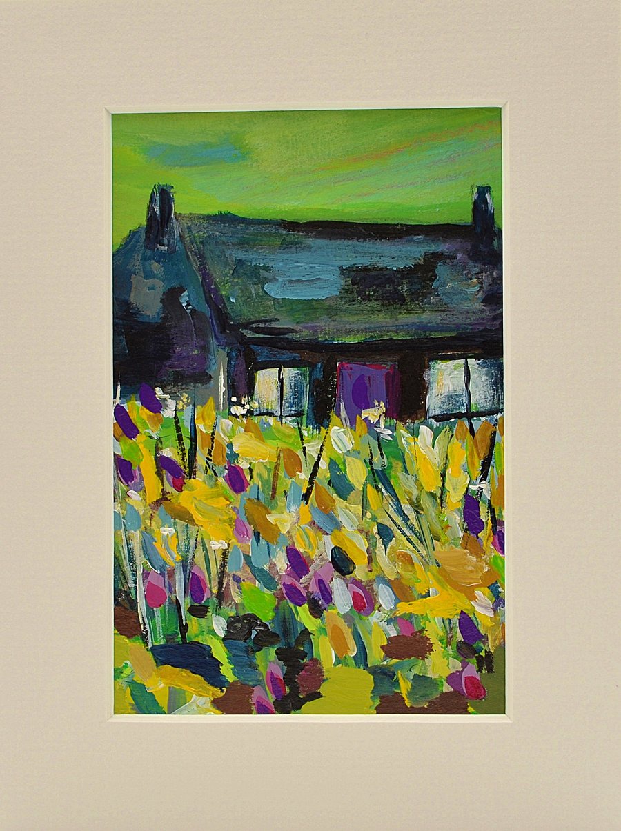 Small Mounted Painting of Remote House