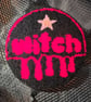 Large Red Witch and Pink Star Punch Needle Wall Hanging or Desk Rug - Image 1