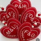 Christmas, Valentines, Mothers Day initial personalised embroidered heart