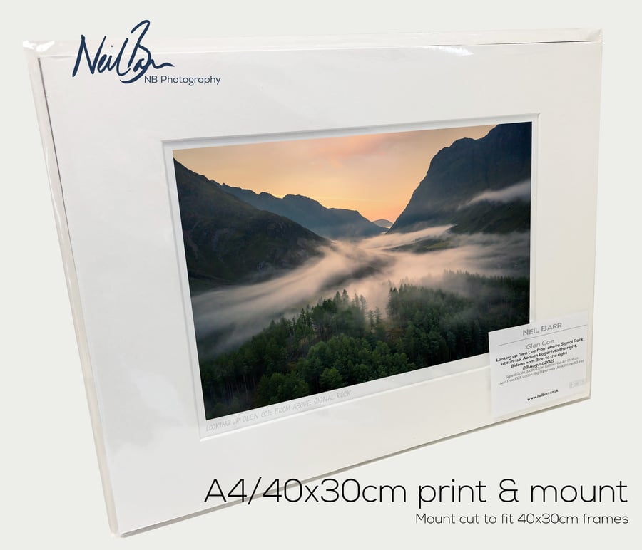 Aonach Eagach Ridge, Bidean nam Bian and Glen Coe - A4 (40x30cm) Unframed Print