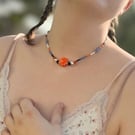 Navy and Orange Sun Choker 
