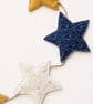Navy, Mustard & Gold Star Fabric Bunting – Handmade Garland - Image 3