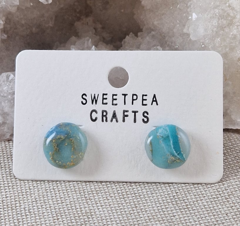 Polymer Clay Stud Earrings: Shoreline 