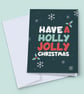 Holly Jolly Christmas Card, Typography Card, Christmas Carol Card - Image 1