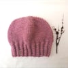 Beanie Hat in Rose Pink Aran 