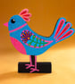Folk Bird Sculpture - Handmade and Hand-painted