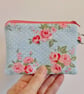 Coin purse vintage style floral fabric blue and pink - Image 4