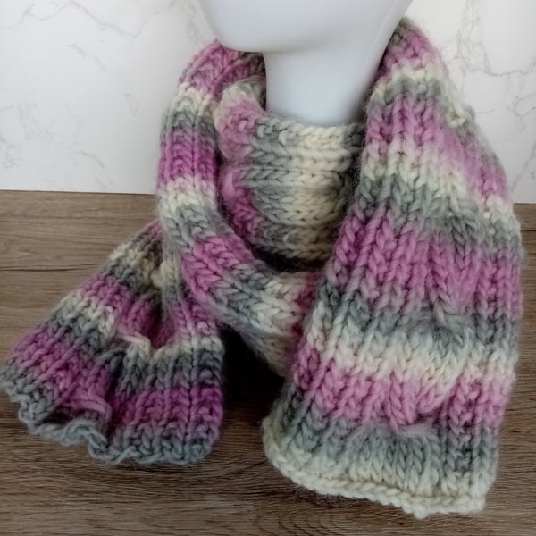 Cable knit wrap-around scarf 100% pure Norwegia... - Folksy