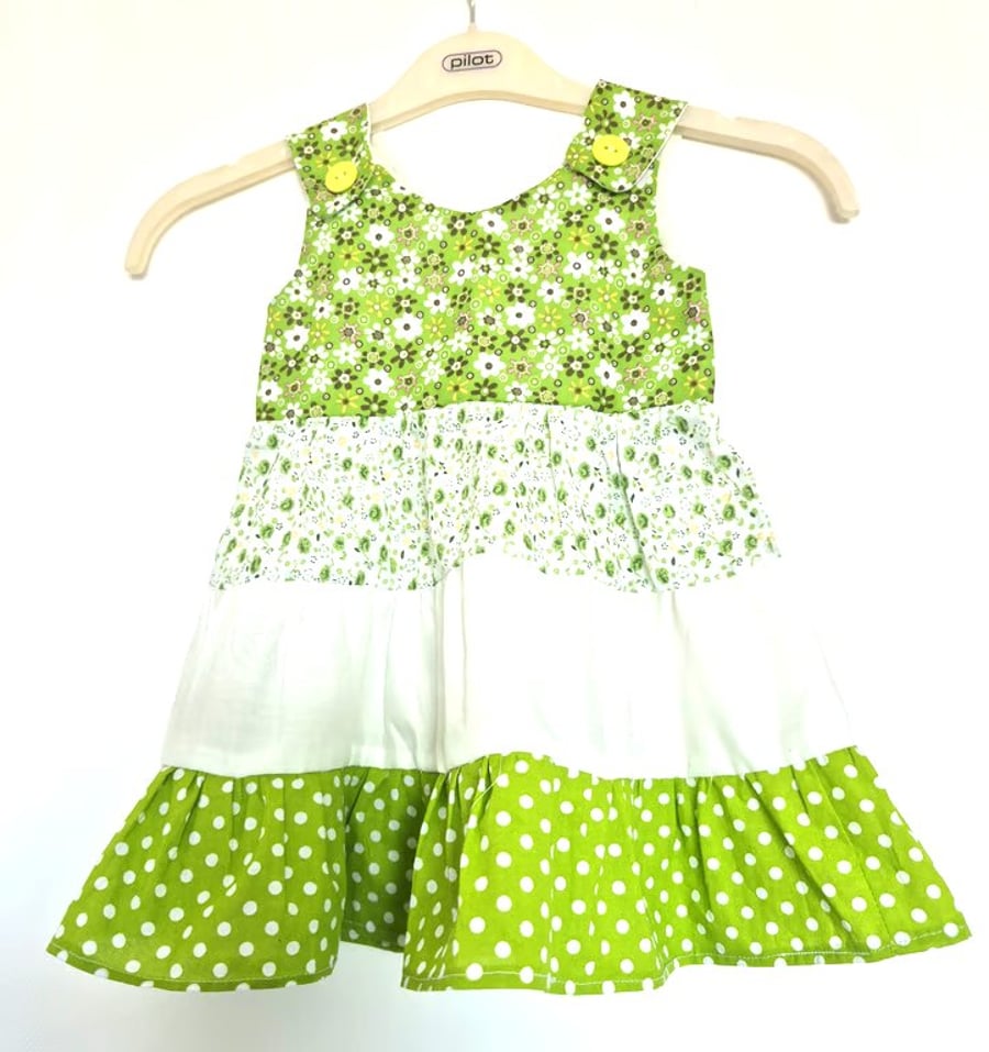 Green colours todddlers tiered sundress 1 - 2 years