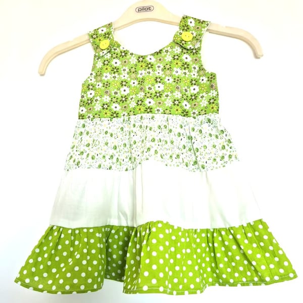 Green colours todddlers tiered sundress 1 - 2 years