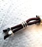 Leather Spacer  black burgundy silver Bracelet Handmade - Image 7