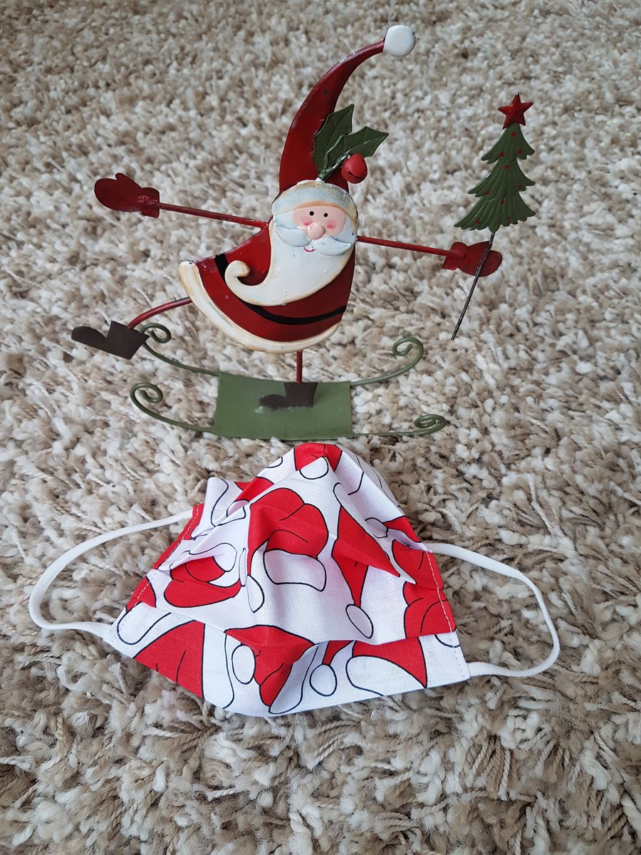 Adult festive face covering – Santa's Hat print 