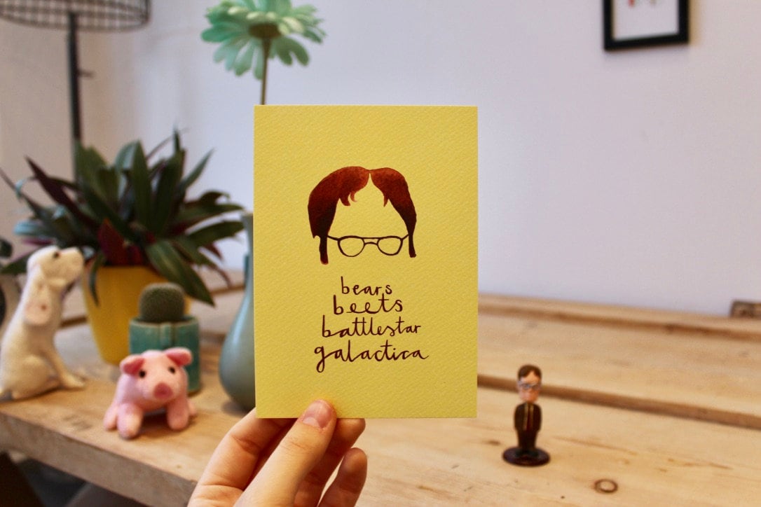 Dwight K Schrute - Bears Beets Battlestar Gallactica - The Office - Postcard