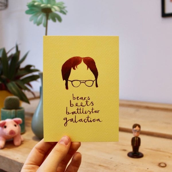Dwight K Schrute - Bears Beets Battlestar Gallactica - The Office - Postcard