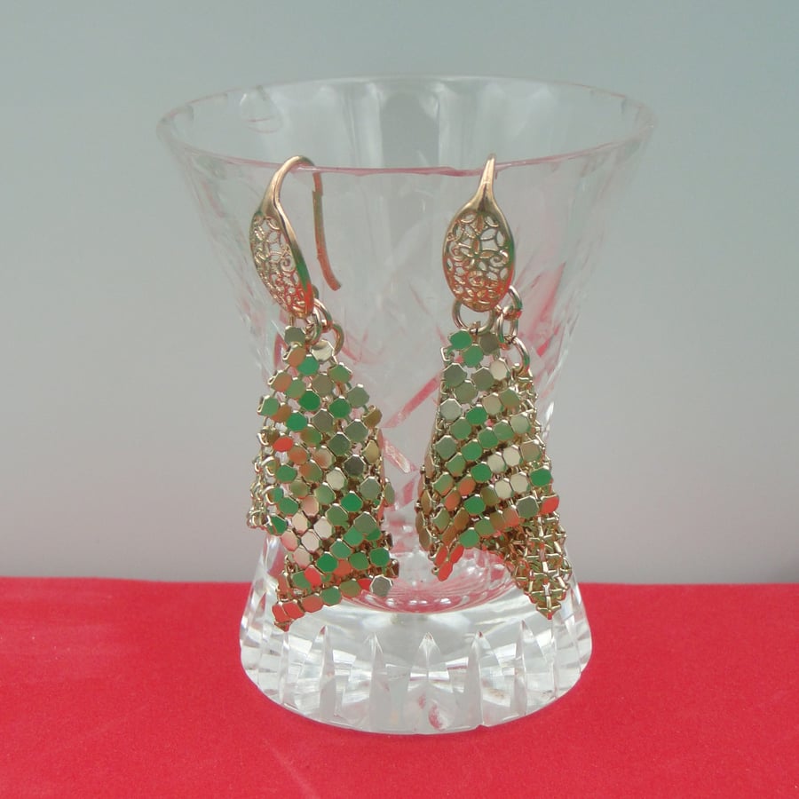 Metallic  rose gold material earrings   Party wear