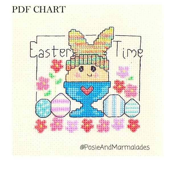Easter Time Egg Cup cross stitch Instant digital Download PDF chart