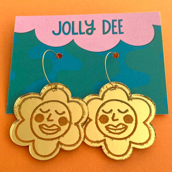 Perfectly imperfect happy flower face mirror go... Folksy