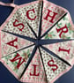 Holly berry, snowflake and reindeer 'Merry Christmas' fabric bunting - free p&p - Image 5