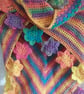 Crocheted triangular shawl or wrap. Flower edging. Free UK first class postage. - Image 4