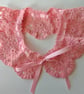 Pink Crochet Lace Collar, Handmade Detachable Floral Accessory with Satin Ribbon - Image 4