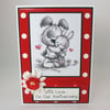Cute dog and bunny anniversary card - on our anniversary