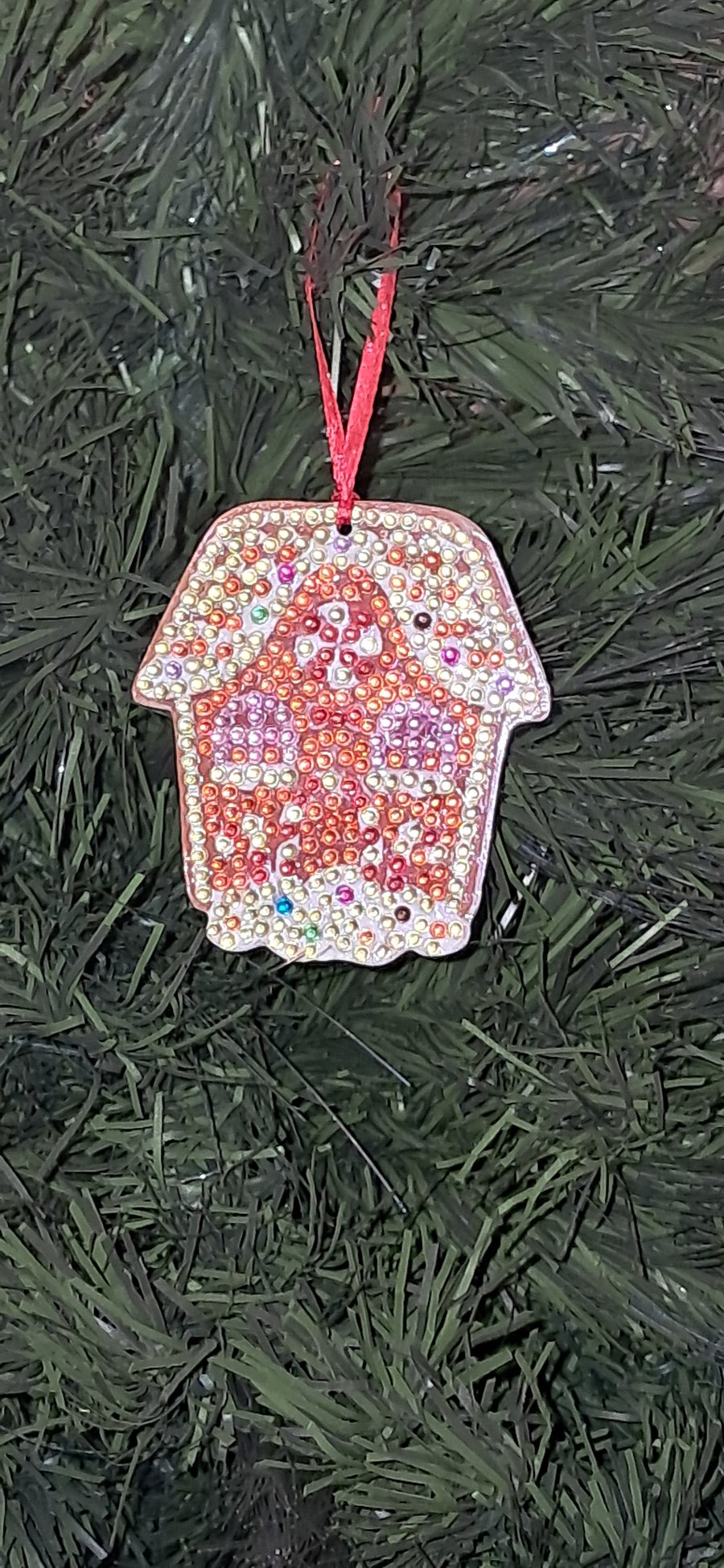 Crystal Art Gingerbread House Tree Decoration