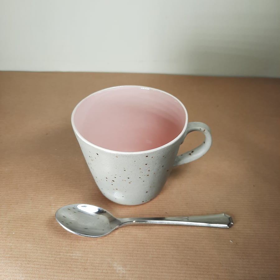PINK AND GREY HAND MADE CERAMIC COFFEE CUP