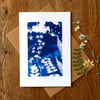 SALE - 'Folkloric fairytale', Blue Cyanotype Card 