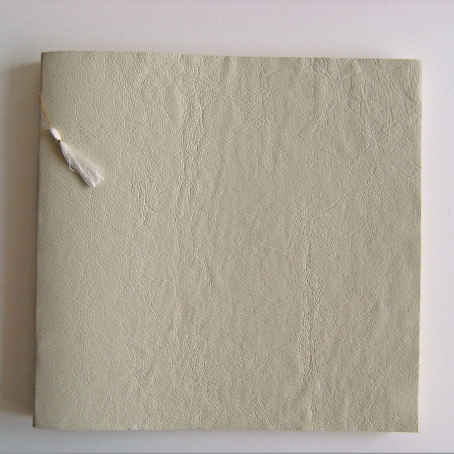 Cream Leather Wedding Guest Book with Gold, Reserved for Elaine 