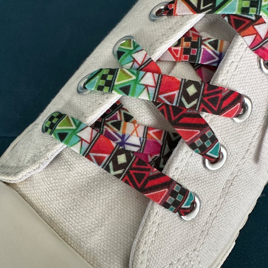 Geometric Ribbon Shoelaces 116cm Decorative Laces for Trainers Free Delivery