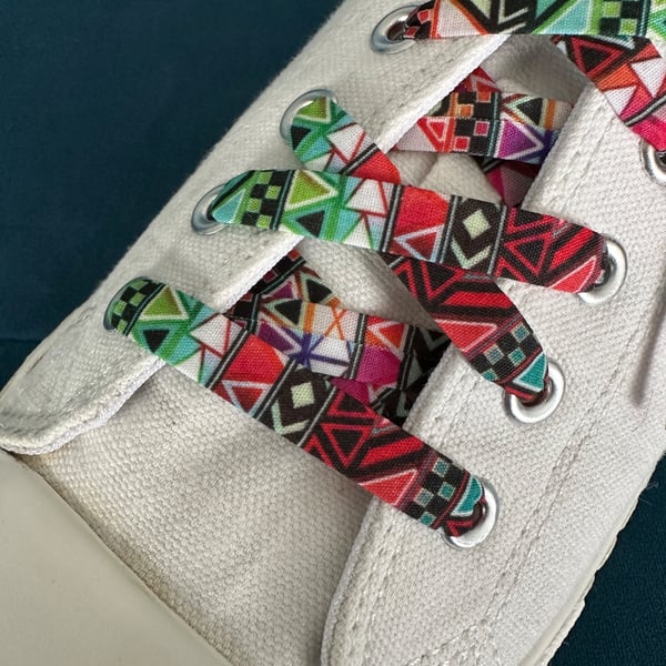 Geometric Ribbon Shoelaces 116cm Decorative Laces for Trainers Free Delivery