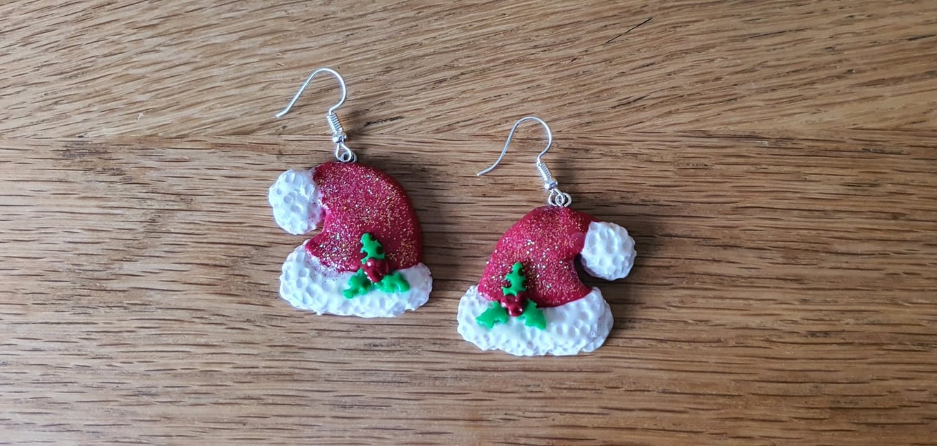 Christmas Santa Hat Drop Earrings