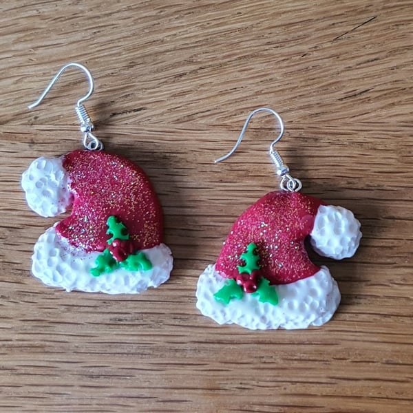 Christmas Santa Hat Drop Earrings