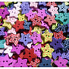 50 x 2-Hole Painted Wooden Buttons - Polka Dot - Star - 15mm - Mixed Colour
