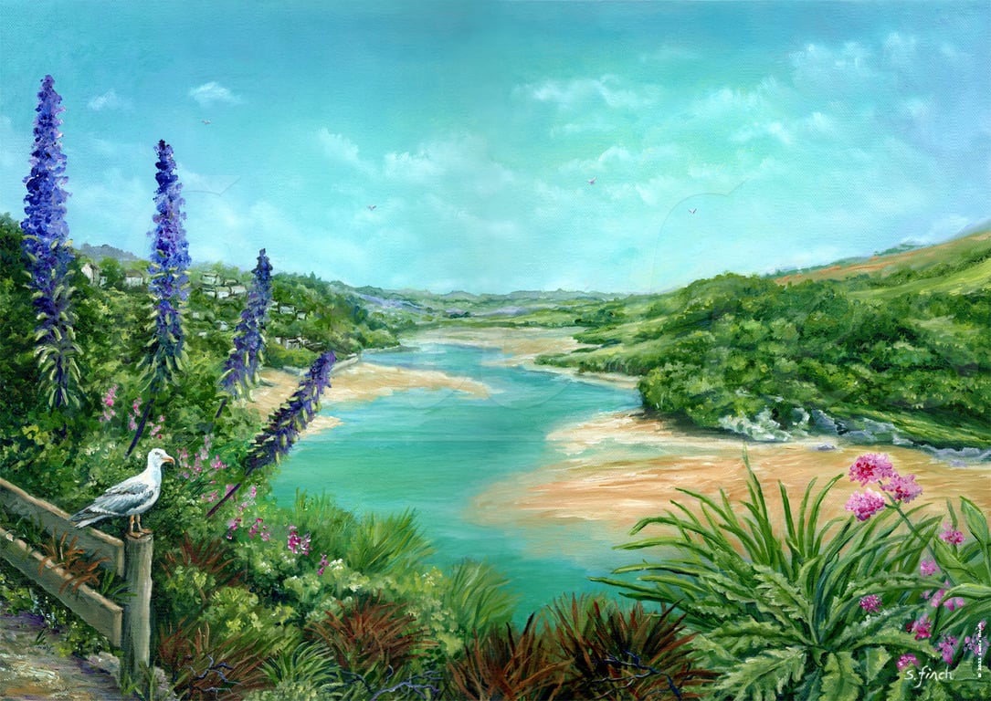 Crantock Bay by the River Gannel Estuary, Cornwall - Greeting Card