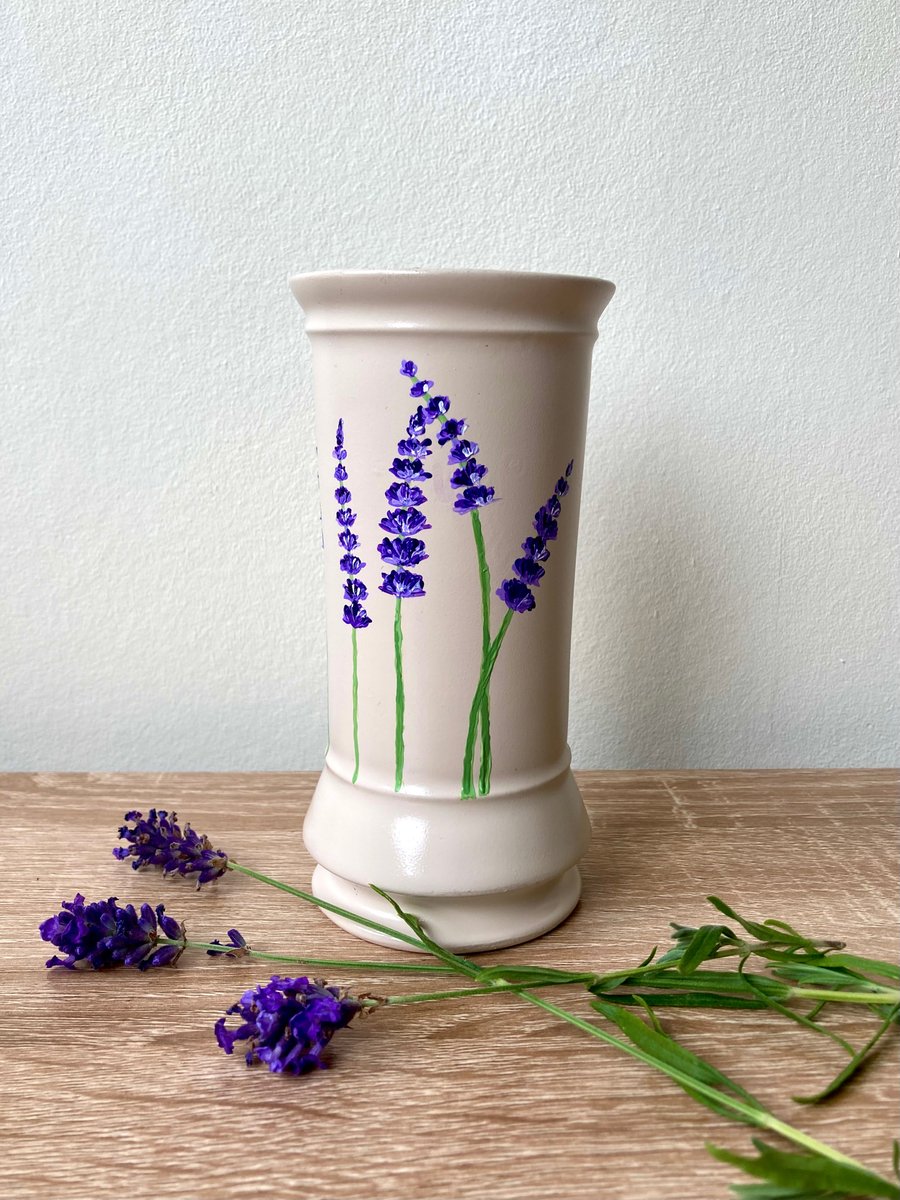 Upcycled Hand-Painted Lavender Pot 