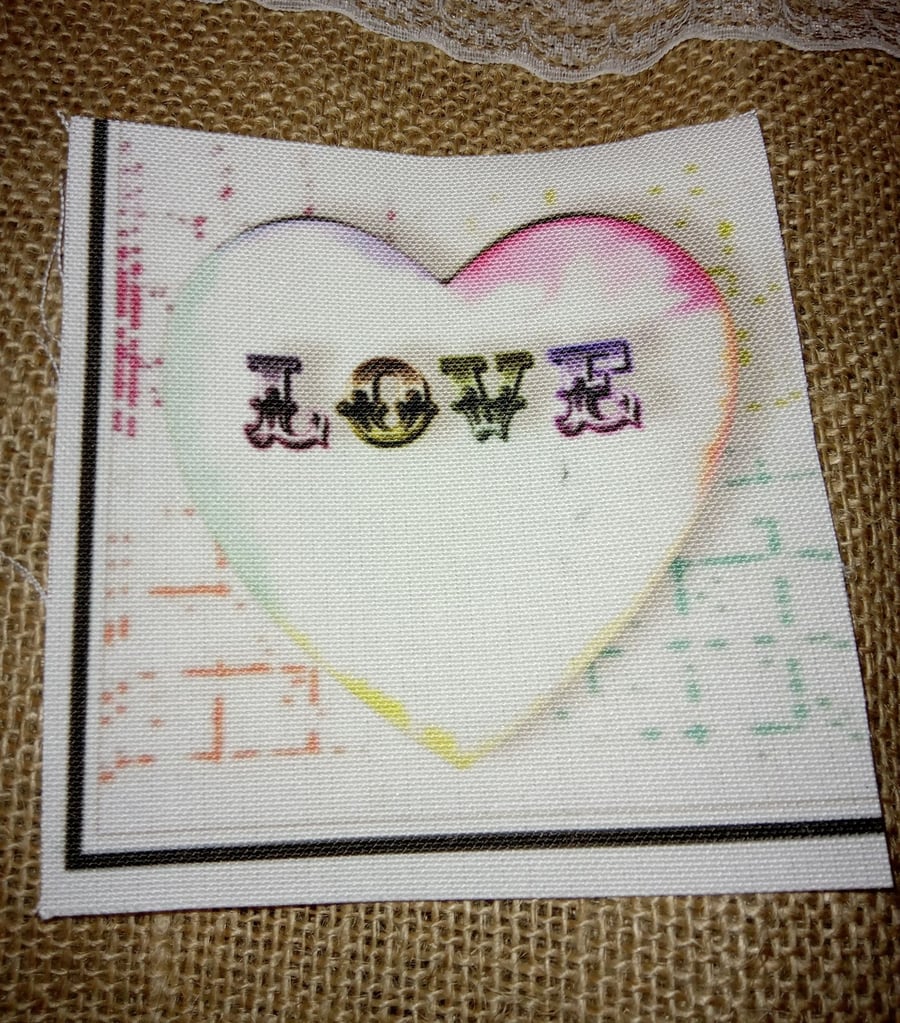 Heart slow sew panel Valentines, embroidery art machine stitch