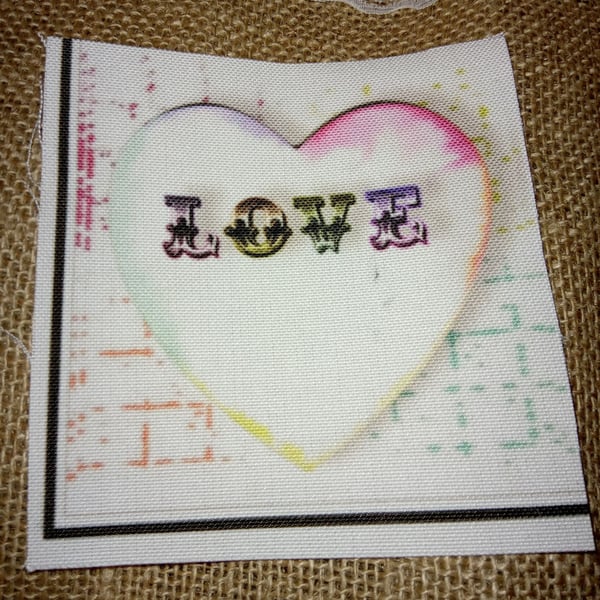 Heart slow sew panel Valentines, embroidery art machine stitch