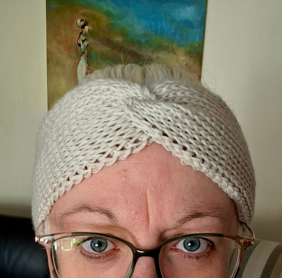 Crocheted ear warmer - putty grey