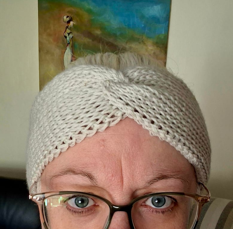Crocheted ear warmer - putty grey