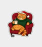 Unique Funny Christmas Sticker Xmas Decal - Grumpy Cat In Armchair