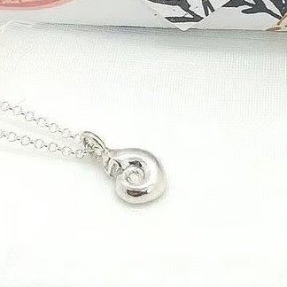 Fine Silver Ammonite Pendant handmade gift for her ready to post