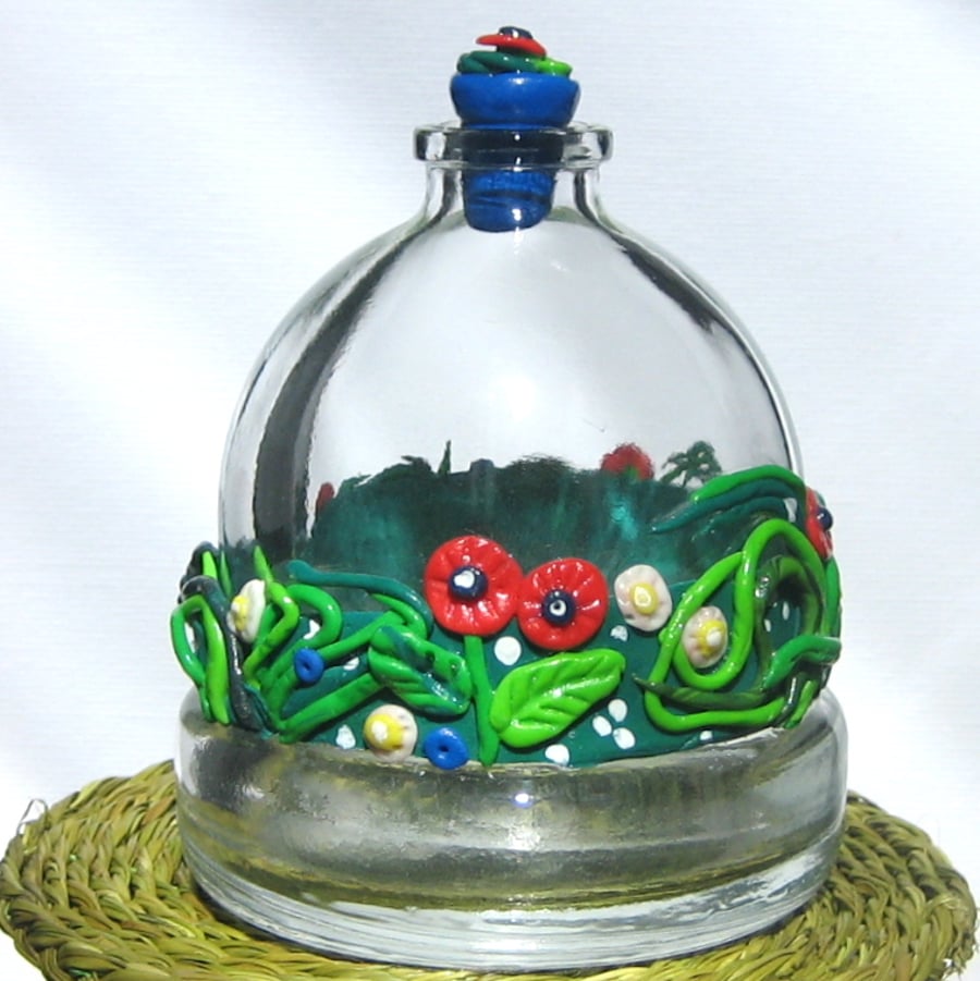 Small Decorated Bottle with Spring Flowers