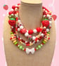 Maximalist strawberry themed multi layered charm necklace 