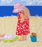 Seaside beach textile artwork - children on beach - Image 3