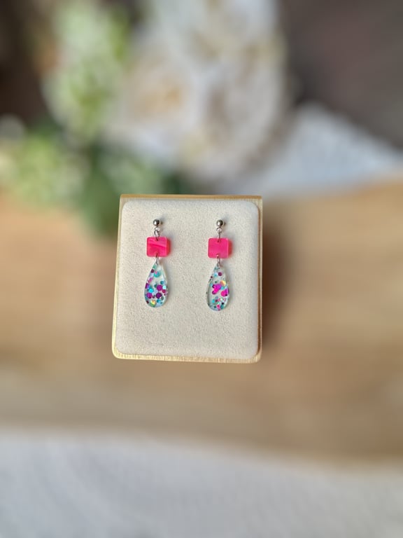 Acrylic Dainty Teardrop and Square Earrings
