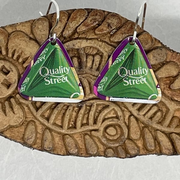 The Green Triangle Recycled Quality Street Tin Earrings with Silver
